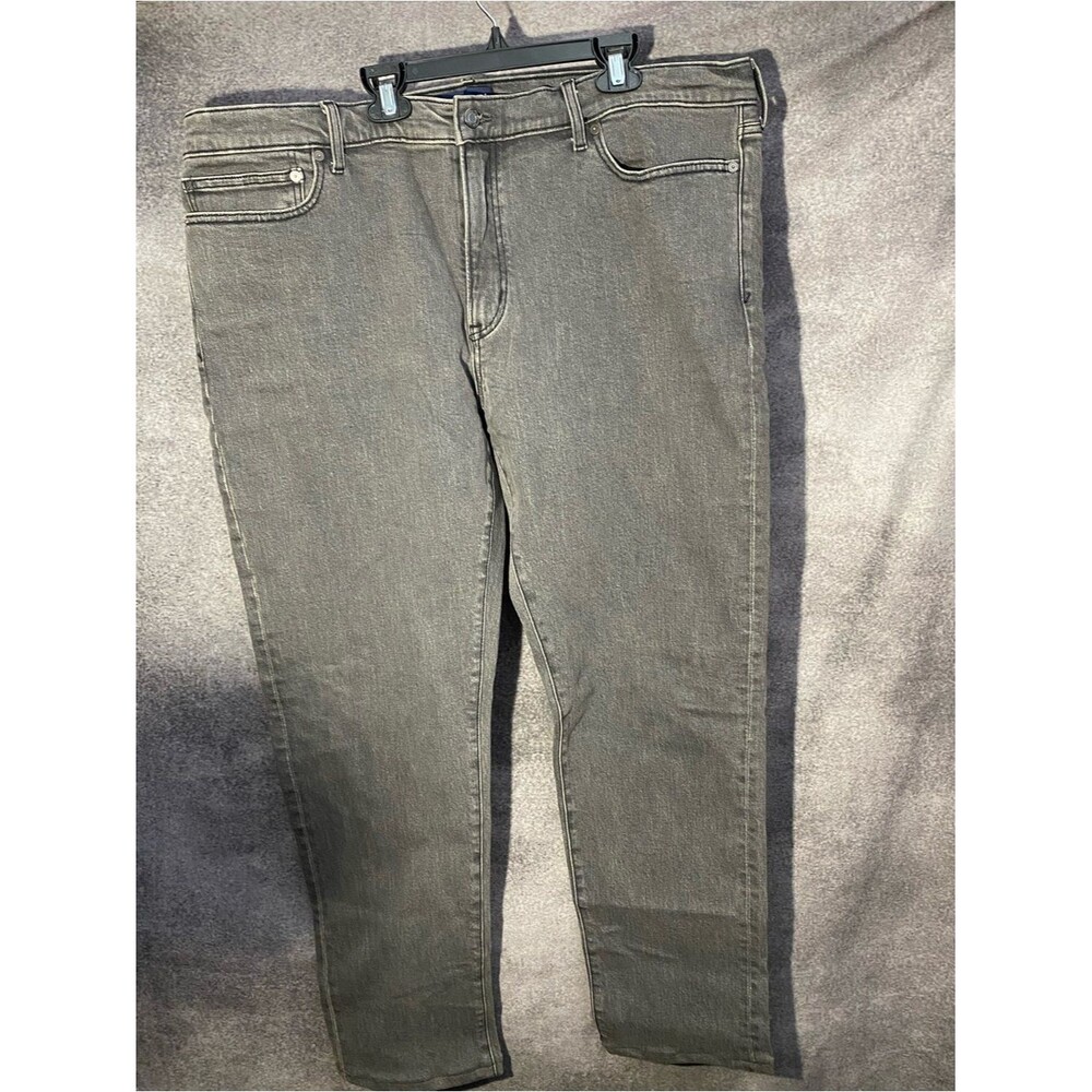 Lands End Square Rigger Men's Jeans Size 42 x 32 Gray Faded Black Straight Denim